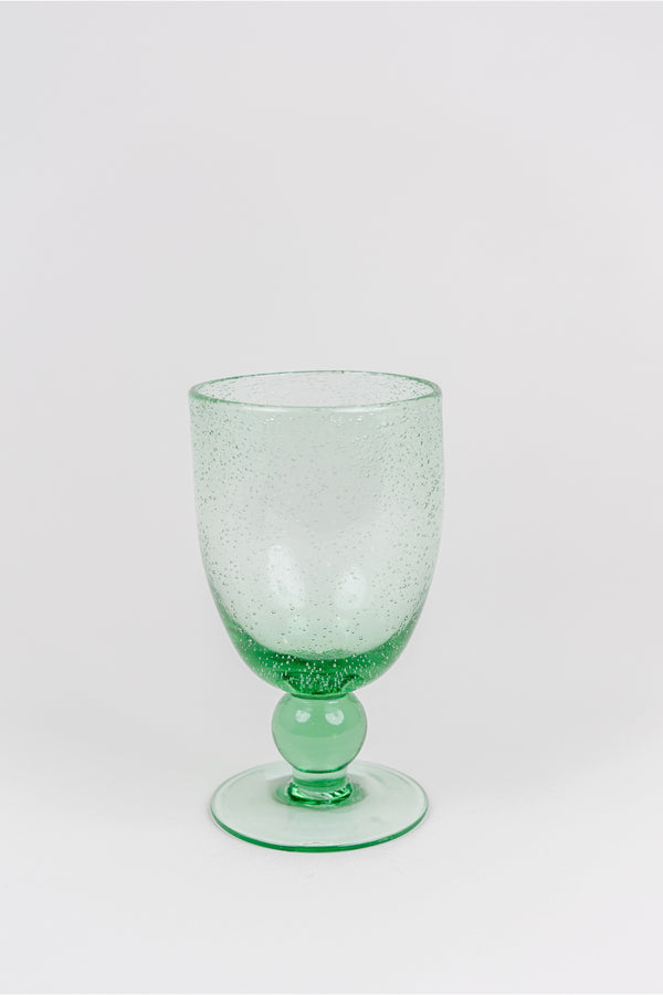 Green Bubble Stemmed Glass