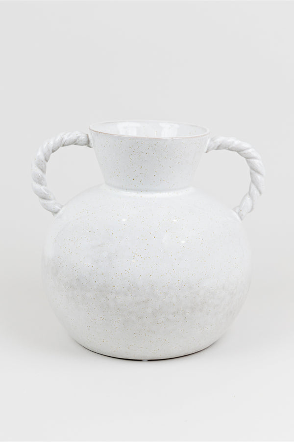 Twisted Handle Stoneware Vase