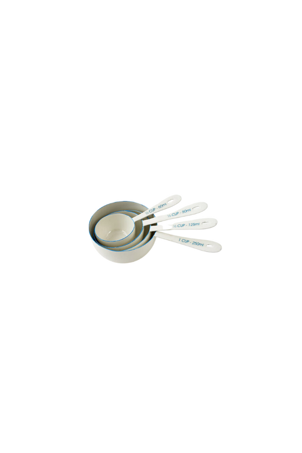 White Enameled Measuring Cups