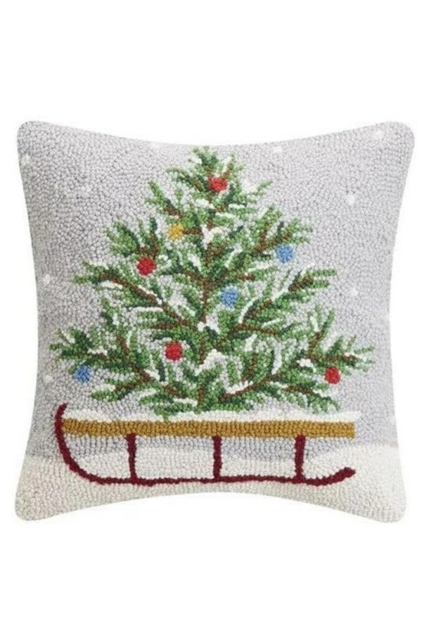 Sled with Christmas Tree Hook Pillow