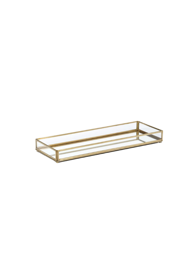 Metal Edged Mirrored Glass Vanity Tray- IN STORE ONLY