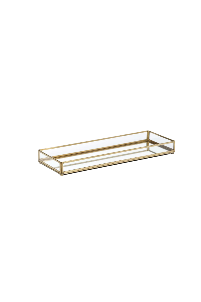 Metal Edged Mirrored Glass Vanity Tray- IN STORE ONLY