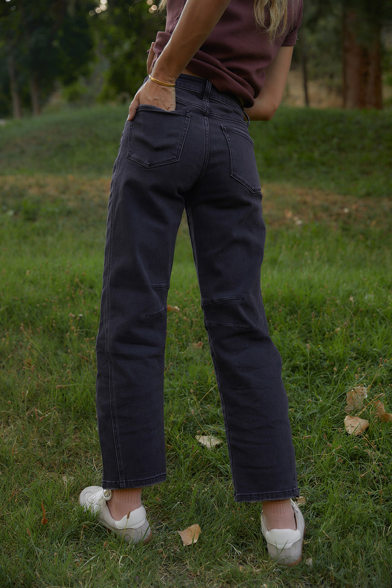 Scout High Rise Black Barrel Jeans