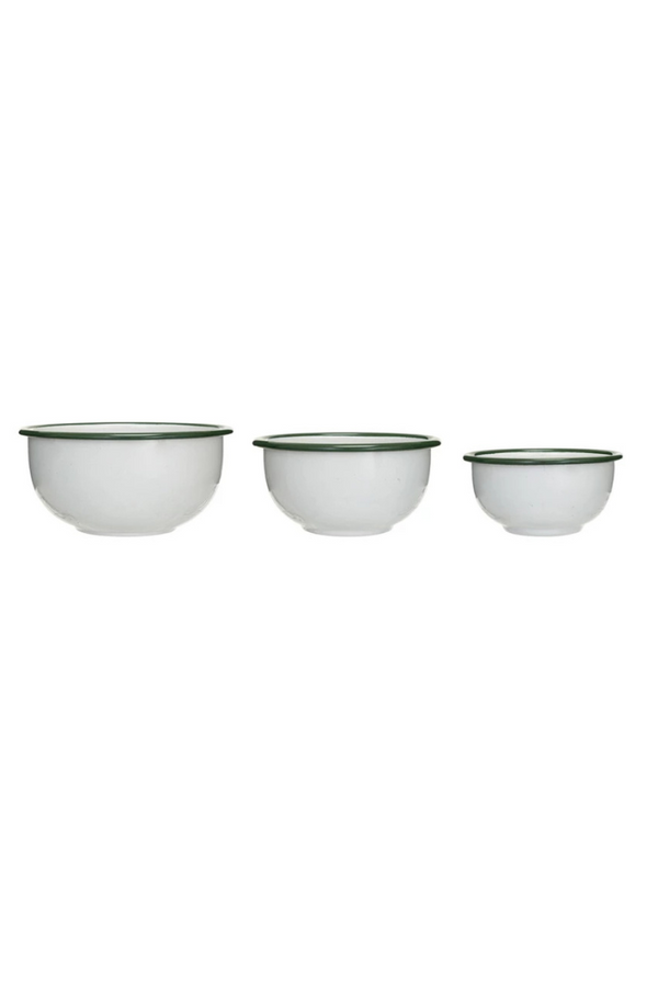 Green Rimmed Enameled Bowl