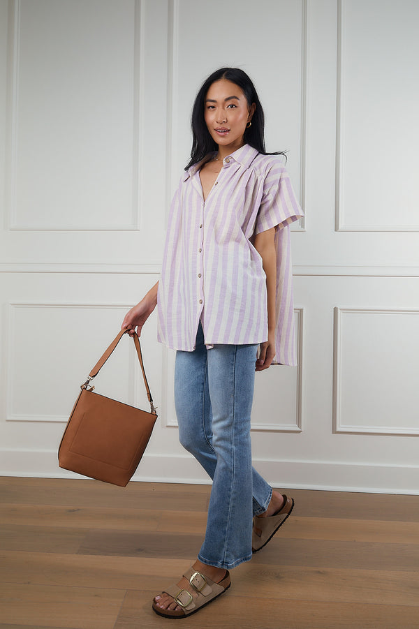 Lilian Striped Button Up Top