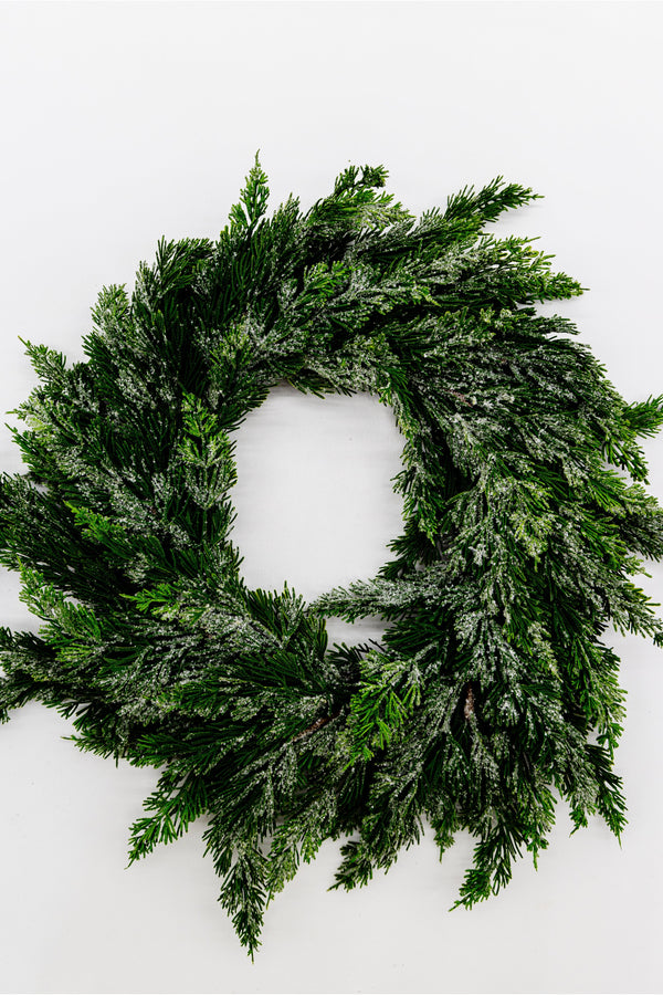Frosted Cedar Green Wreath