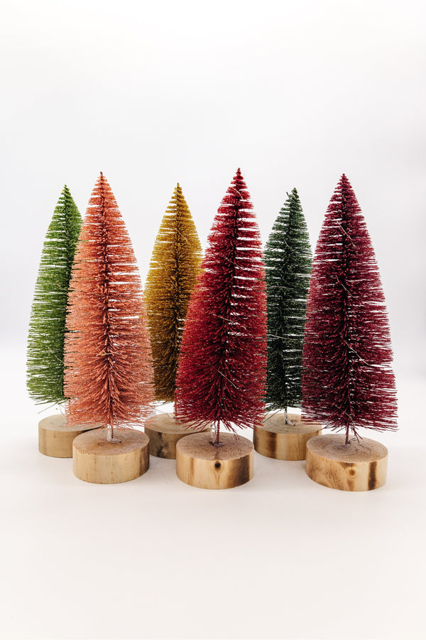 Bottle Brush Trees with lights- Jewel Tones