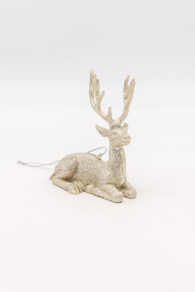 Gold Glitter Deer Ornament