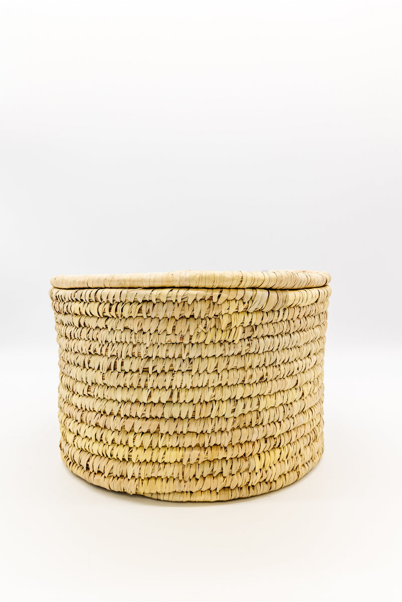 Hand Woven Round Basket with Lid