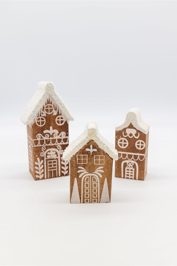 Pine Gingerbread Houses - Set of 3