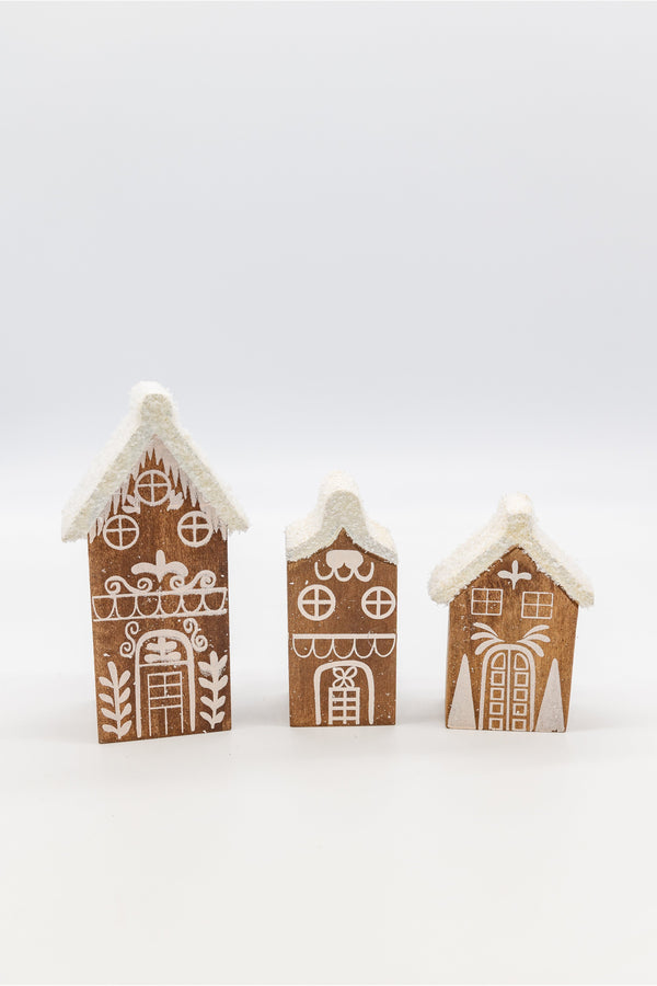 Pine Gingerbread Houses - Set of 3
