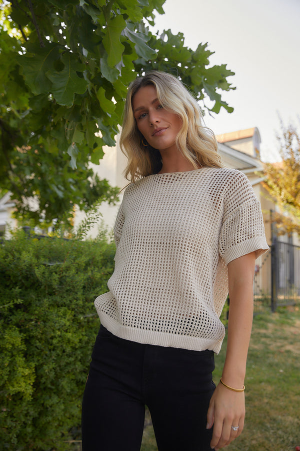 Ellie Natural Open Knit Sweater