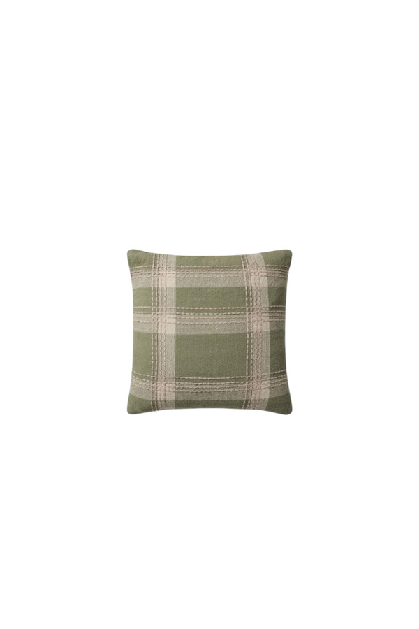 Jean Stoffer Sage Plaid 18x18 Pillow