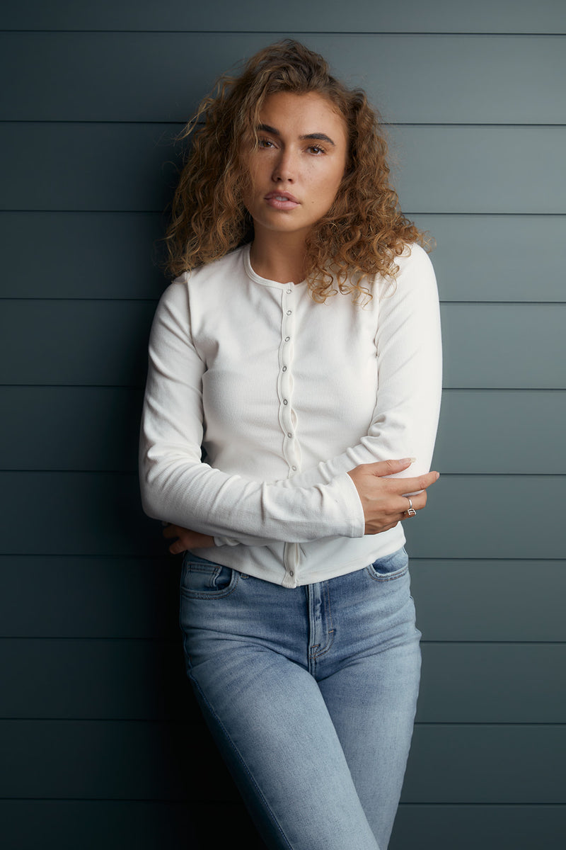 Remi Button Up Top in Off White