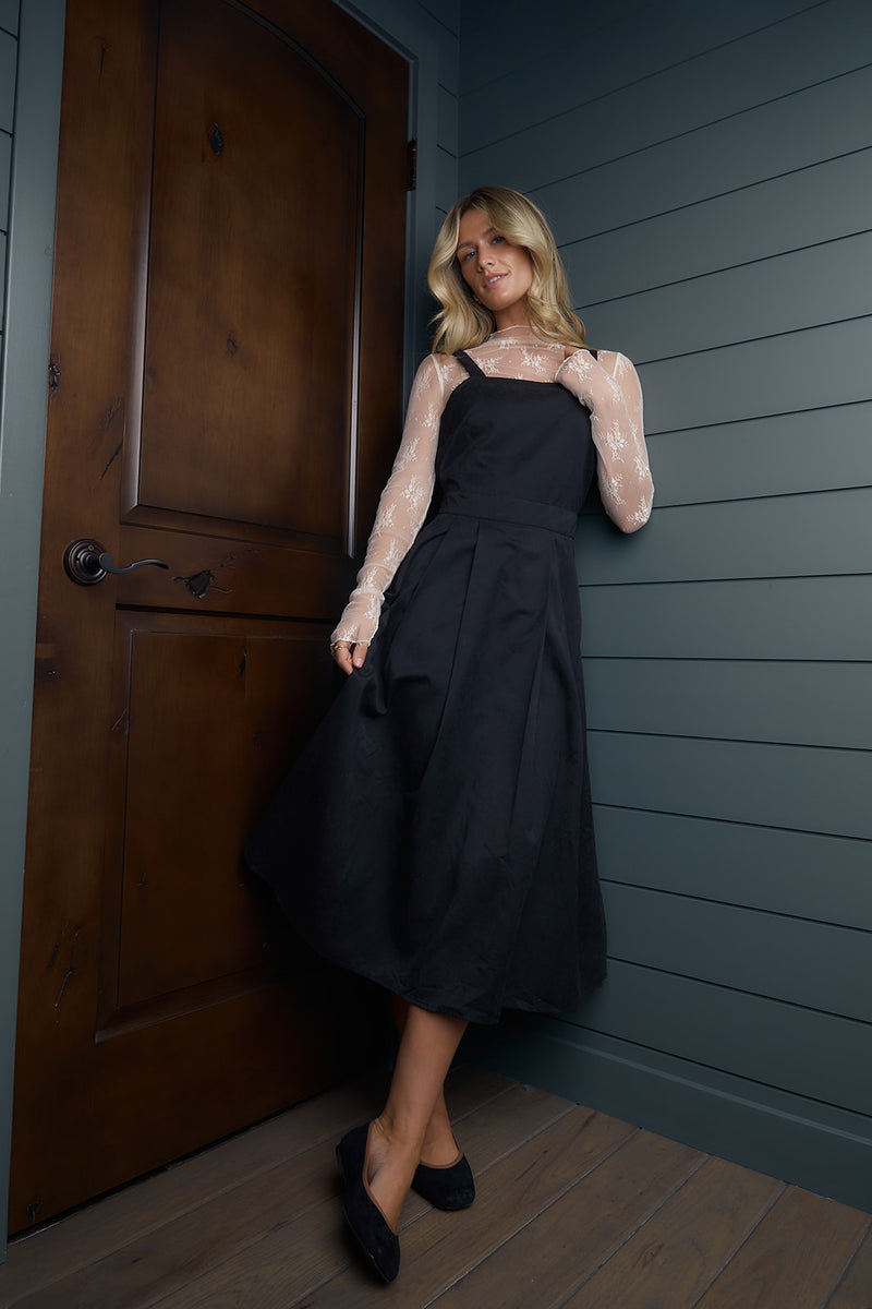 Cecilia Black Overall Dress