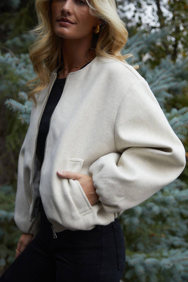 Natalie Puff Sleeve Jacket in Oatmeal