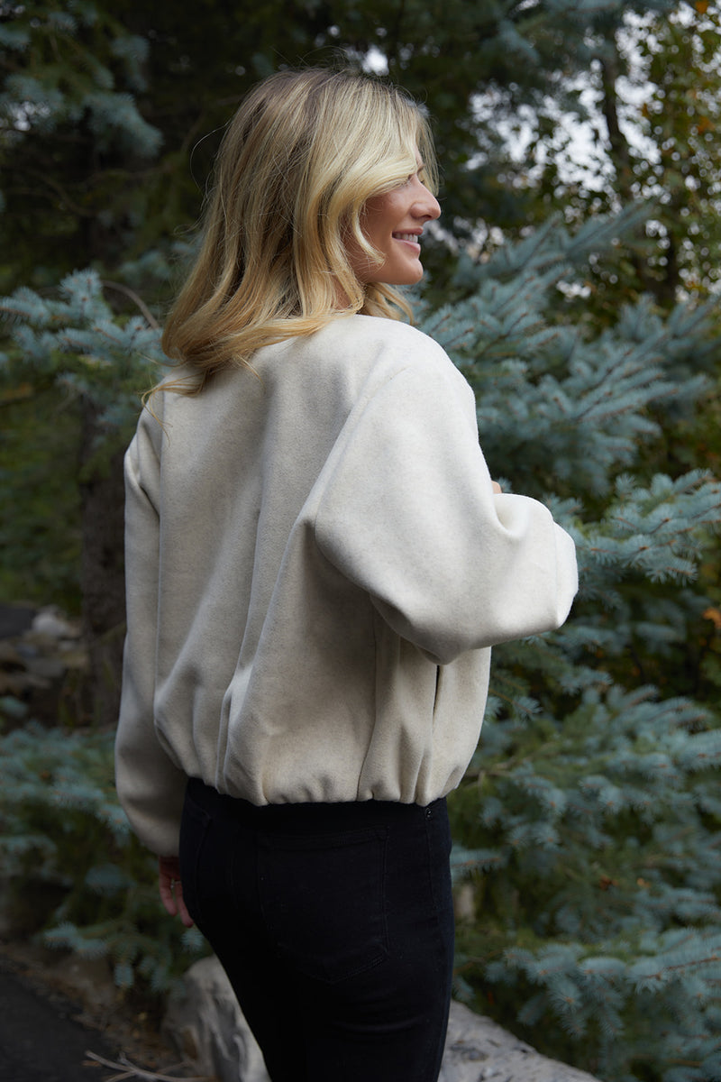 Natalie Puff Sleeve Jacket in Oatmeal