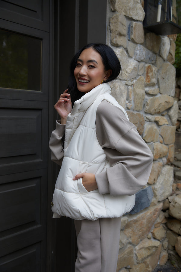 Mia Puffer Vest in Ivory