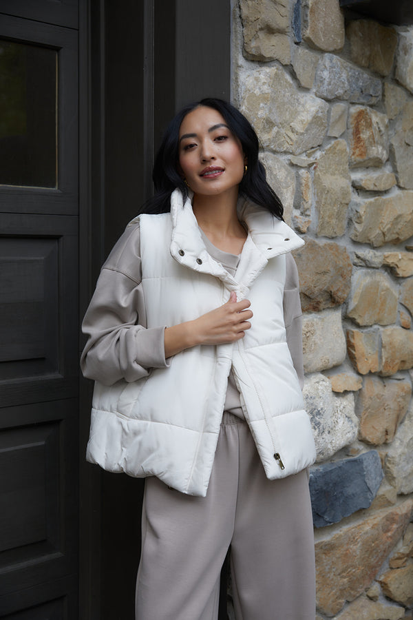 Mia Puffer Vest in Ivory