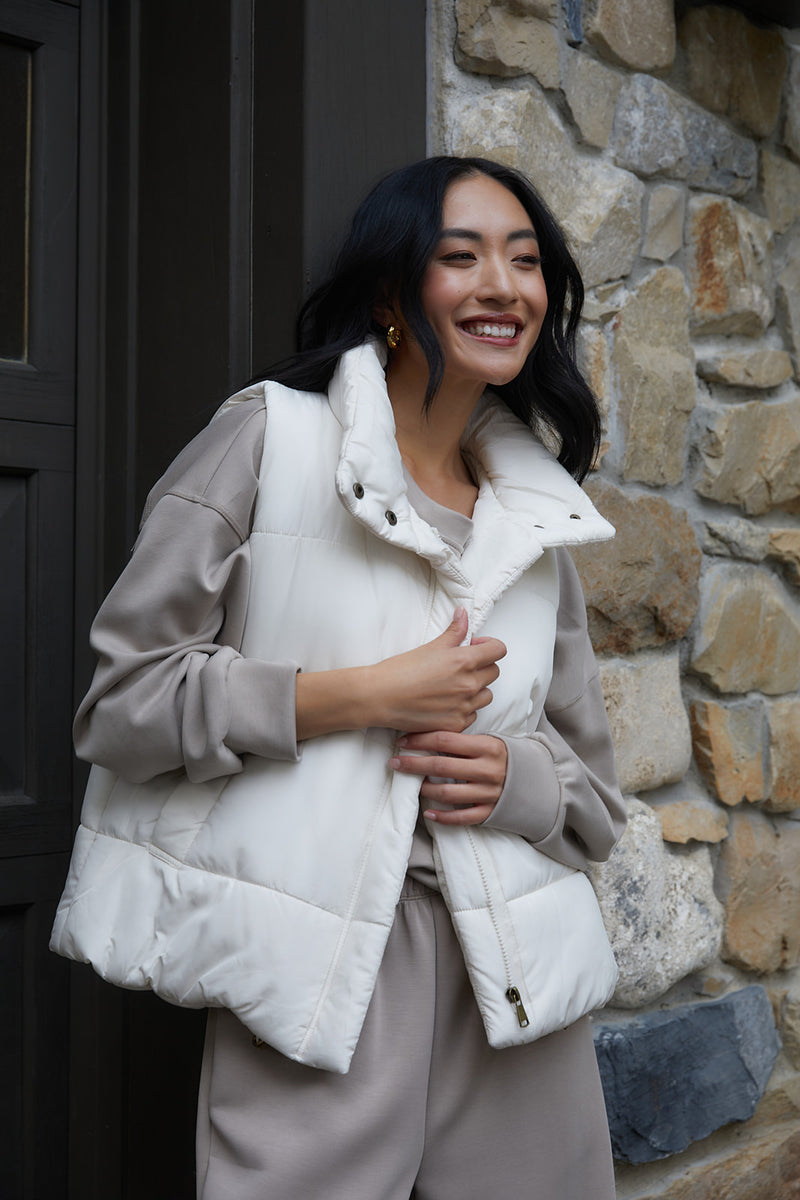 Mia Puffer Vest in Ivory