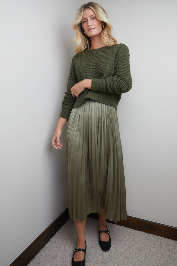 Wynona Pullover Sweater Dress in Olive