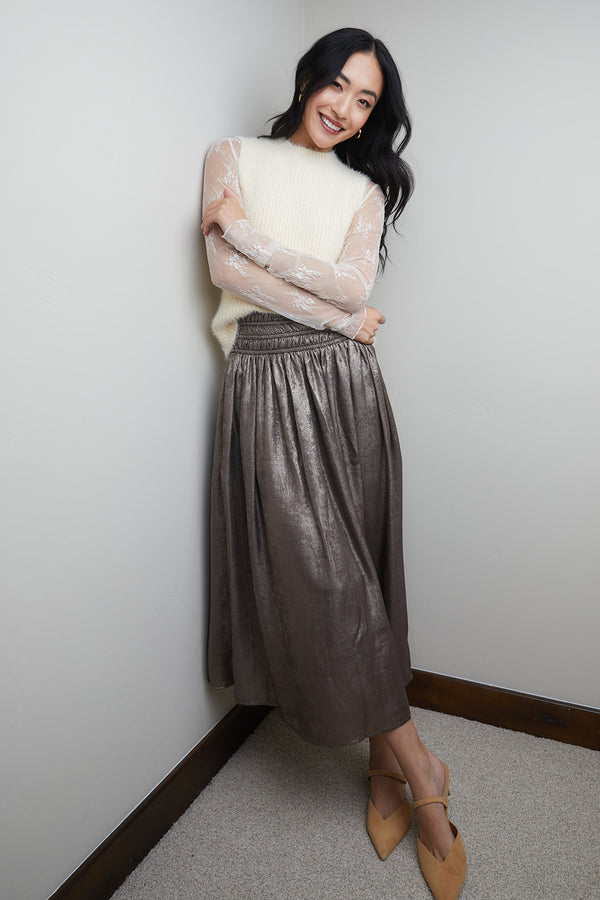 Eva Bronze Metallic Skirt-FINAL SALE