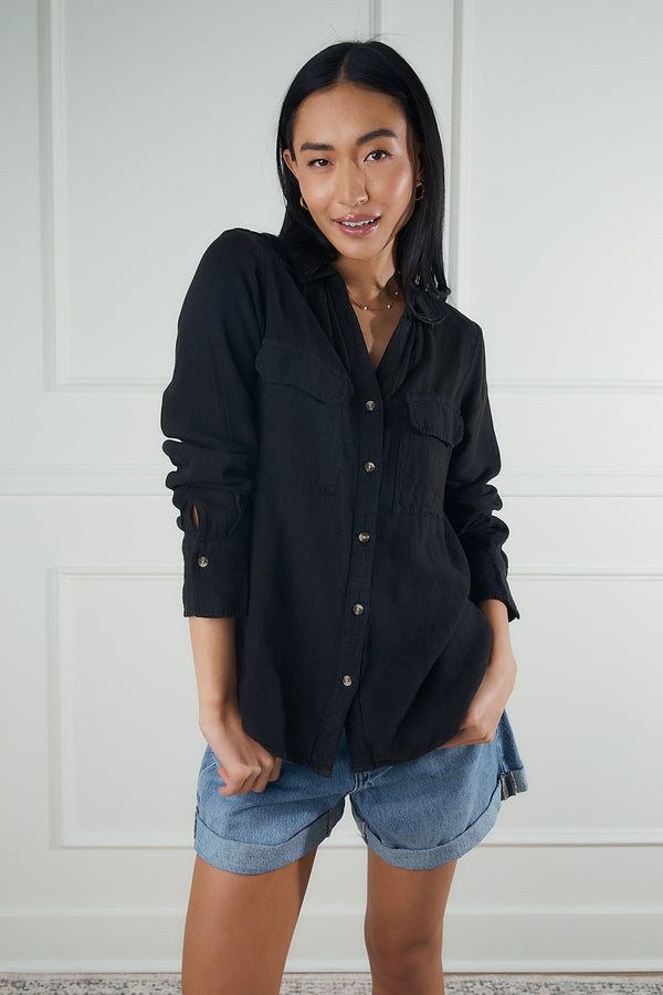 Carry On Black Button Up