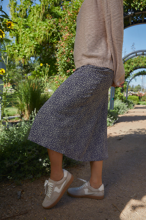 The Junie Indigo Midi Skirt