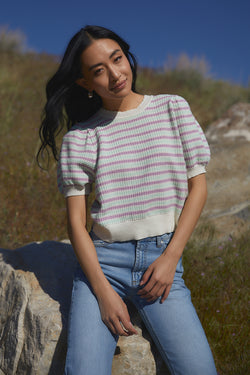 The Meg Lavender Stripe Sweater Top