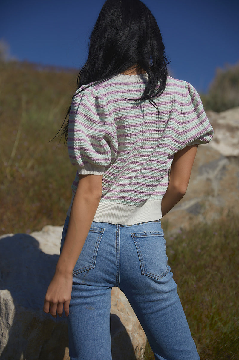 The Meg Lavender Stripe Sweater Top
