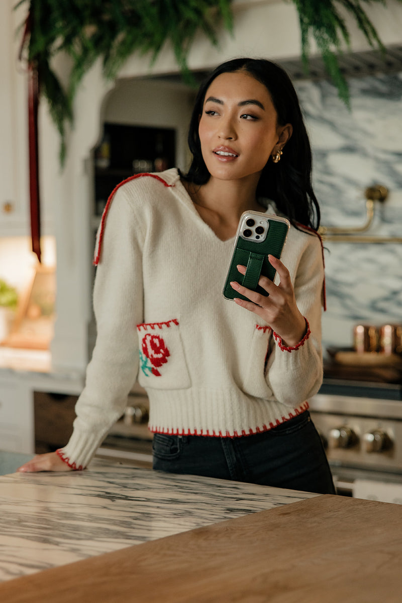 Don't Miss Me Floral Pocket Sweater-FINAL SALE