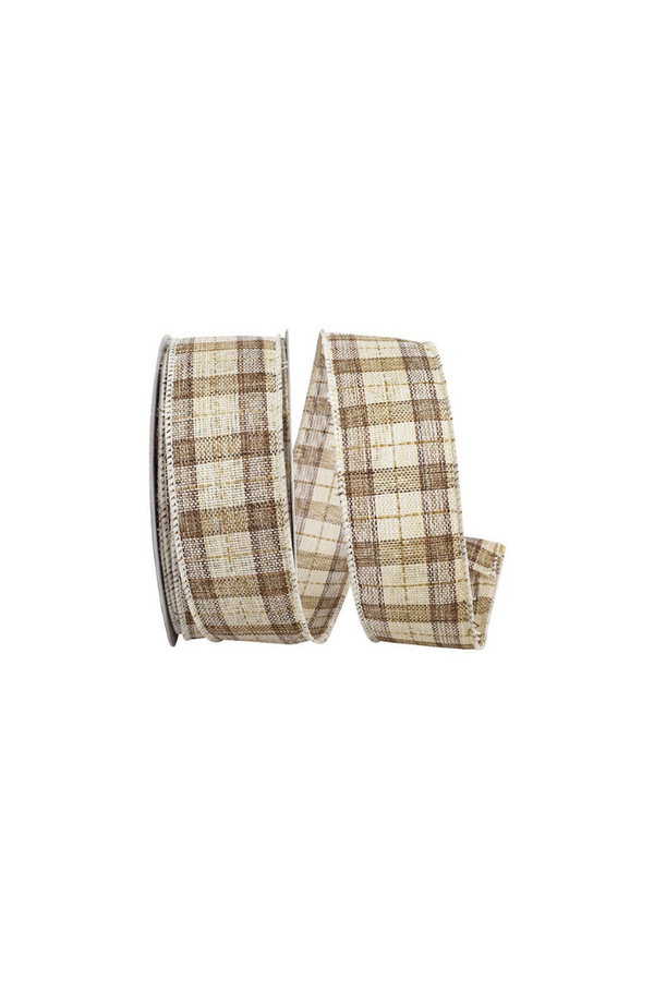 SPOOL - Brown Linen Plaid Ribbon