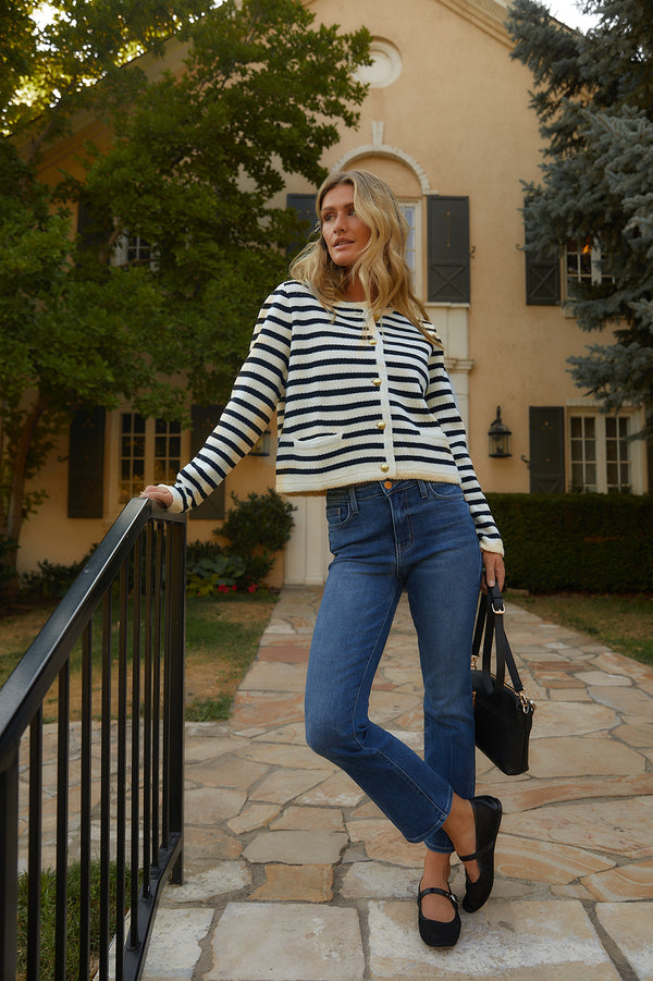 Mila Striped Sweater Cardigan