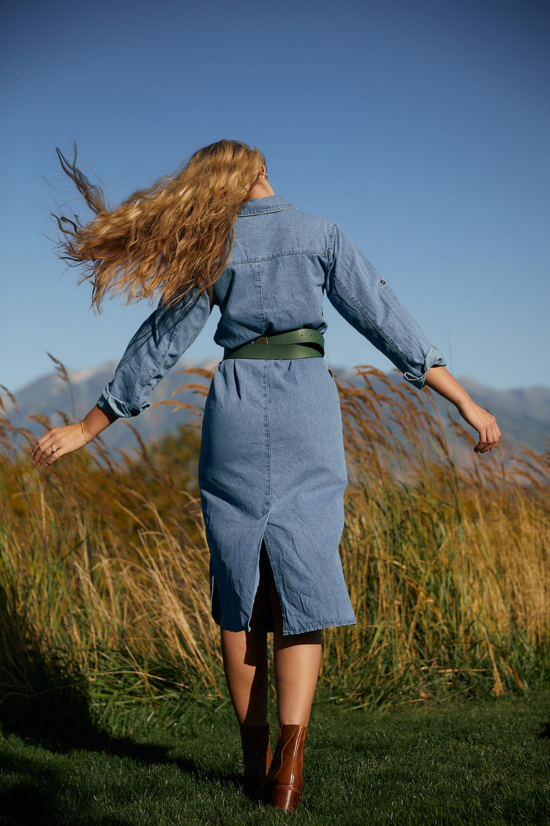 In the Denim Button Up Dress FINAL SALE