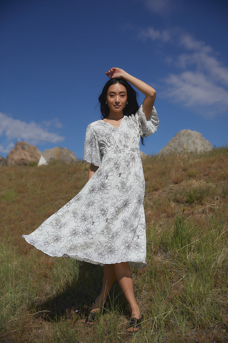 Wildlfower Crinkle Midi Dress FINAL SALE