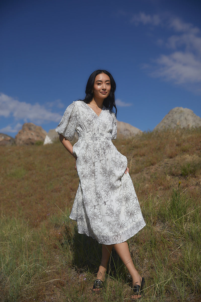 Wildlfower Crinkle Midi Dress FINAL SALE