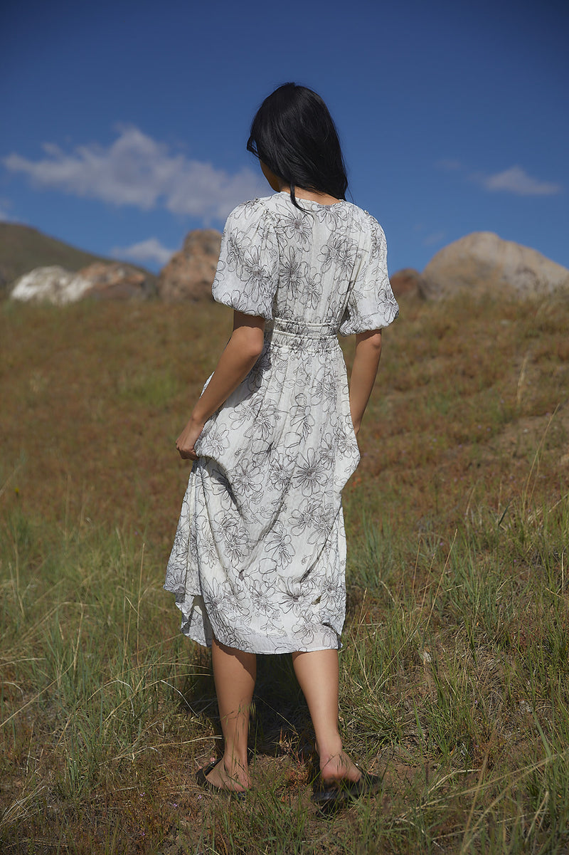 Wildlfower Crinkle Midi Dress FINAL SALE