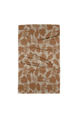 Autumnal Leaves Gold Geometry Tea Towel