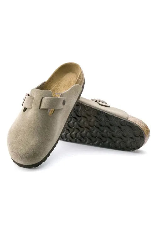 Birkenstock Boston in Taupe Suede