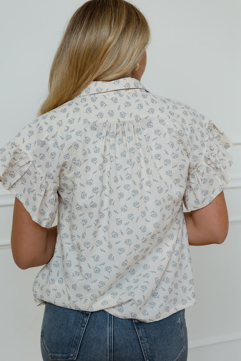 Eve Blue Floral Button Up