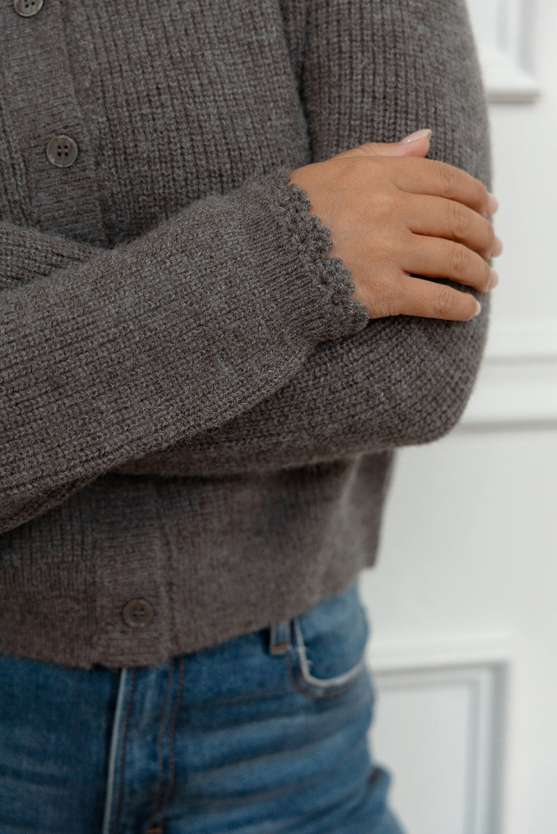 Heather Grey Eyelet Detail Cardigan