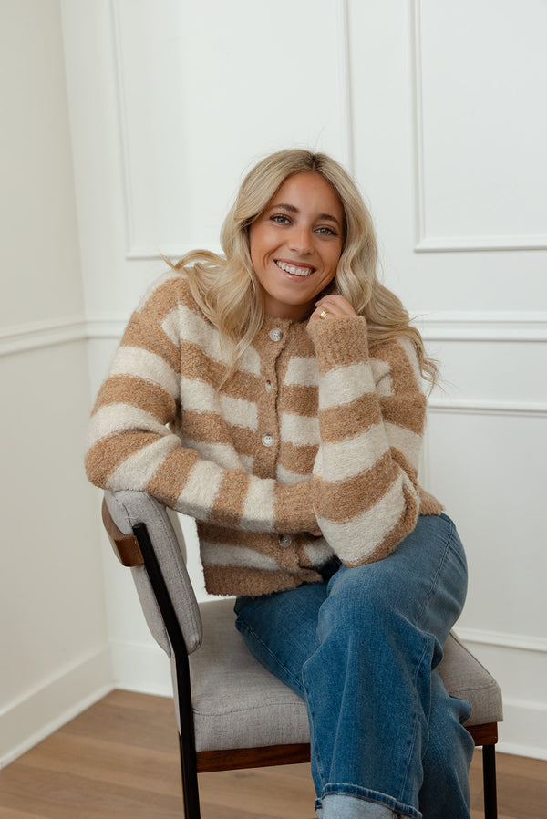 Angela Brushed Striped Cardigan