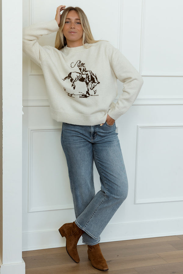 Cowboy Graphic Sweater Top