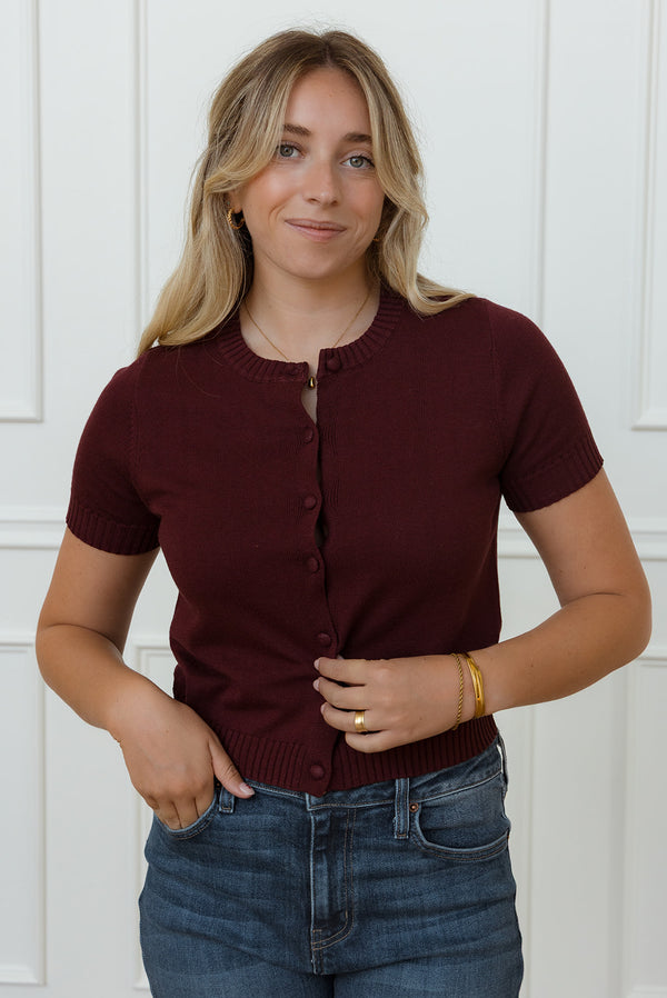 Evelyn Burgundy Sweater Top