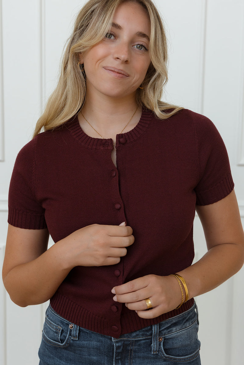 Evelyn Burgundy Sweater Top