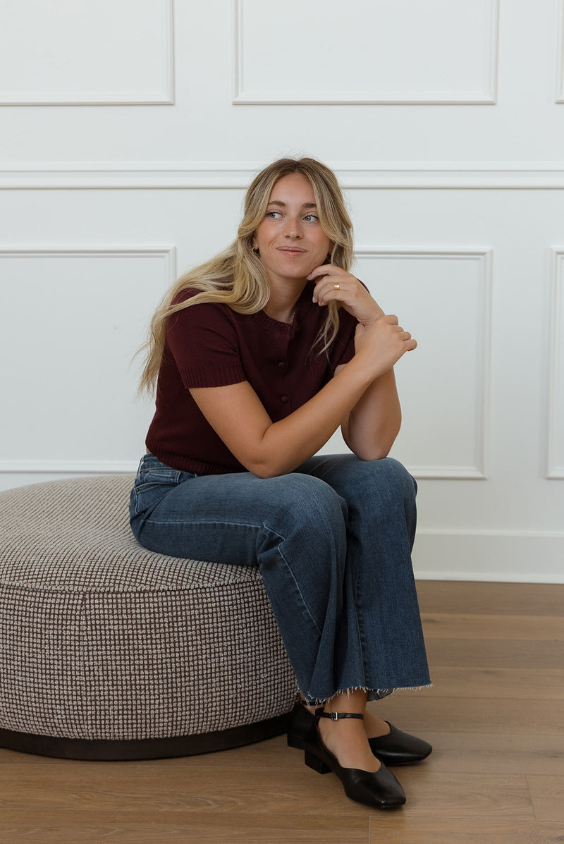 Evelyn Burgundy Sweater Top