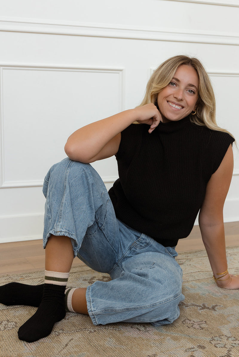 Haley Black Sweater Top