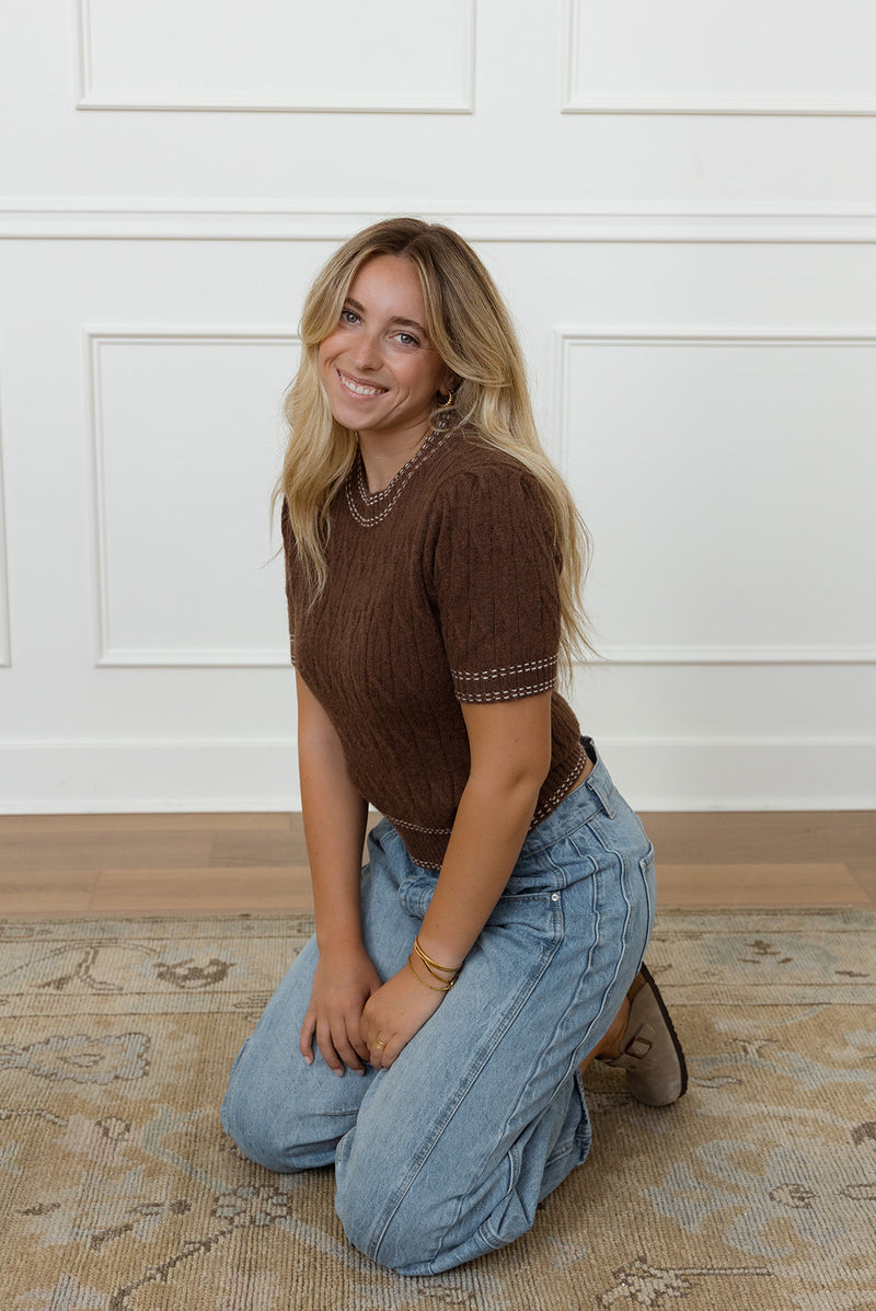 Mila Brown Cable Knit Sweater