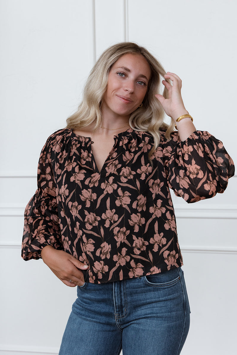 Kennedy Black Smocked Blouse
