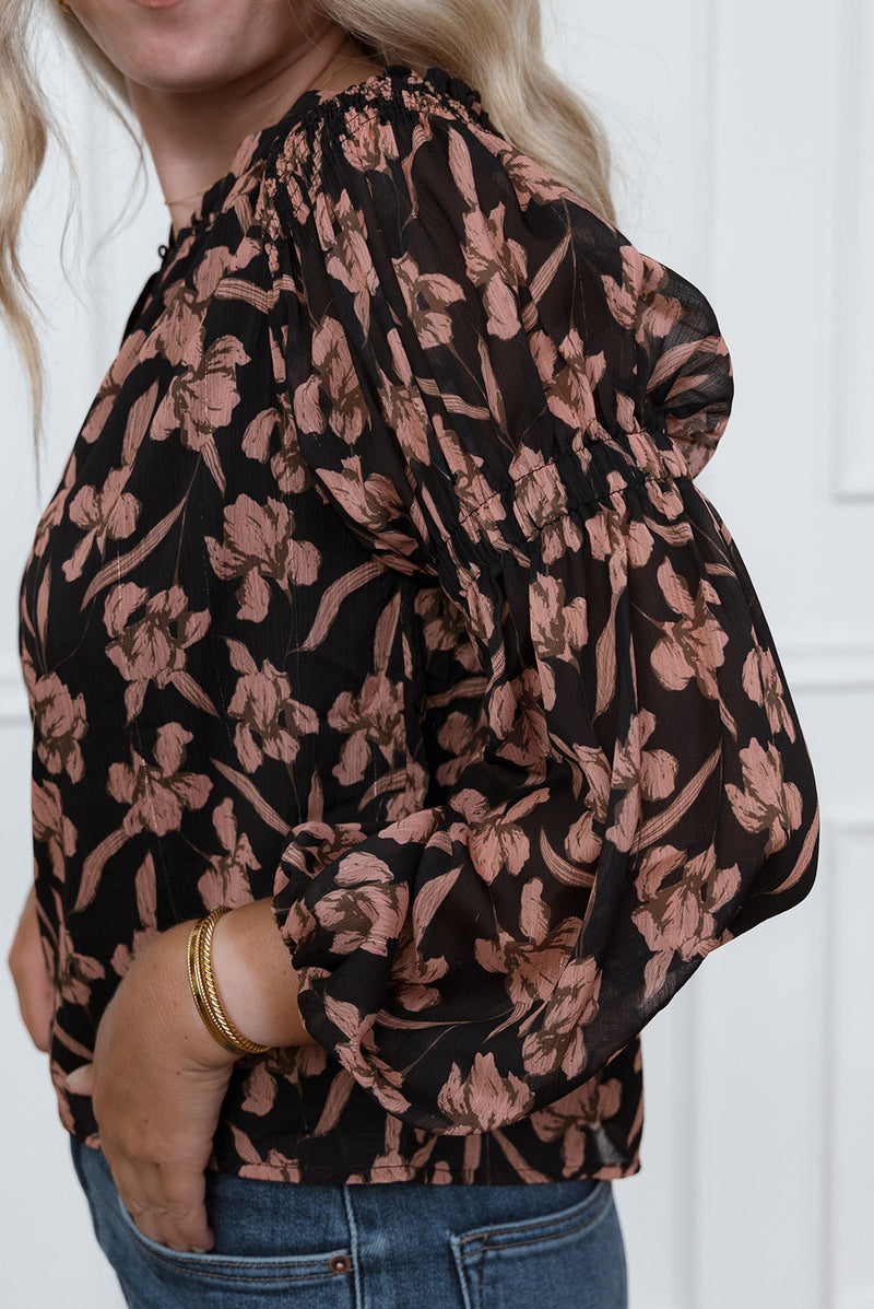 Kennedy Black Smocked Blouse